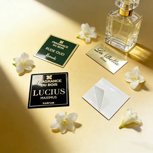 Étiquettes adhésives personnalisées en relief 3D imperméables avec logo imprimé, autocollants en métal aluminium pour bouteilles, étiquette personnalisée pour parfum - Product Image 3