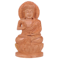 Statue de Bouddha en bois poli fait main de 8 pouces, figurine spirituelle antique, décoration d'intérieur, forme irrégulière, décoration de table, objet de collection