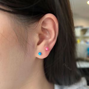 ต่างหูเงินแท้ 925 ดีไซน์ทันสมัยประดับลูกปัดแก้วสีรุ้งสำหรับผู้หญิง - Product Image 3
