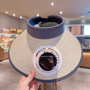 Sombrero de Sol para Mujer con Protección UV, Ala Ancha, Visera de Paja con Energía Solar, para Deportes, Viajes, Aire Libre, Casual, Diseño Liso - Product Image 6