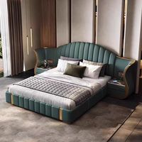 Neues Design Italienisch Neueste Luxus Schlafzimmer möbel High End Leder Doppelbett Großes Kopfteil Luxus Modernes Kingsize-Bett
