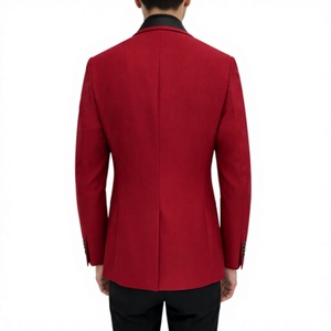 Veste de smoking rouge royal pour homme en mélange de laine, simple boutonnage, revers cranté, bordure noire, tenue de cérémonie confortable pour mariage et soirée - Product Image 5