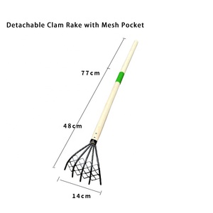 Thép carbon 5-tine tay vườn lưới Ngao <span class=keywords><strong>Rake</strong></span> với tay cầm bằng gỗ móng vuốt Ninja <span class=keywords><strong>Rake</strong></span> CLAM bãi biển cào Đào Hải sản công cụ - Product Image 2