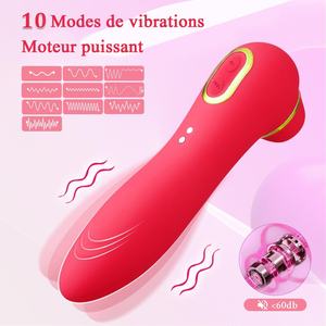 Bertenaga <span class=keywords><strong>Vibrator</strong></span> klitoris wanita Dildo 10x6 silikon lunak magnetis USB frekuensi mainan seks merah untuk wanita pengisap klitoris - Product Image 2