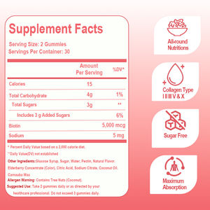 Gummies kolagen bebas gula digunakan untuk pencernaan kulit, rambut, kuku, energi, sendi tulang, Biotin, <span class=keywords><strong>Vitamin</strong></span> - Product Image 2