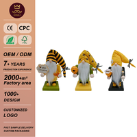 Figurine de gnome abeille pour la Saint-Patrick, en bois massif, peinte à la main, découpée, imprimée, colorée, jaune et noire, base carrée, décorative