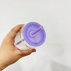 Gobelet en verre à double paroi de 12oz et 15oz, vierge pour sublimation, pré-percé, avec couvercle amélioré et paille, pour globe à neige - Product Image 4
