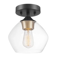 Plafonnier LED en fer de style américain, lampe en verre transparent pour chambre à coucher, café, bar, salon, couloir, salle à manger