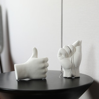 Support à Bijoux Décoratif Classique en Céramique Faite à la Main et Peinte à la Main, en Forme de Main, pour Rangement de Bagues sur Table