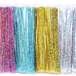 Attaches torsadées en PET Fanxing Premium avec paillettes métalliques assorties pour la fermeture de sacs cadeaux de souvenirs de vacances et de festivals - Product Image 1