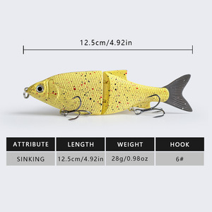 Leurre Articulé Rigide ABS 2 Sections 12,5cm/28g Coulant pour la Pêche au Bar et au Brochet en Rivière et en Lac - Product Image 3