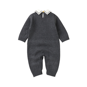 米米雄高品质棉熊图案针织婴儿连身衣翻领冬季连身衣套装 - Product Image 6