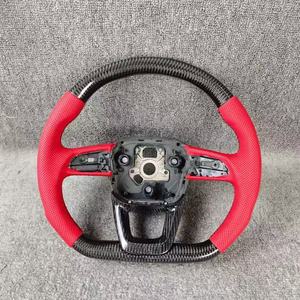 Volant en cuir <span class=keywords><strong>Audi</strong></span> A3/A4/A5/A6/A7/A8/C8 avec fibre de carbone pour mise à niveau sportive, compatible avec S6/S7/RS6/RS7 - Product Image 2