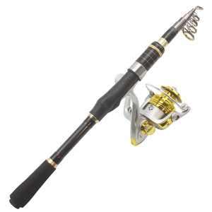 Caña de pescar ultraligera de fibra de carbono Searcher con carrete giratorio, set con 100 m de línea, kit de aparejos de pesca para agua dulce y salada - Product Image 5