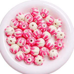 ลูกปัดลูไซต์ลายการ์ตูนเพ้นท์มือ ขนาด 16 มม. รูตรง สำหรับทำสายคล้องโทรศัพท์มือถือ DIY  หลากหลายสี  วัสดุลูกปัดแบบหลวม - Product Image 1