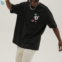 T-shirt graphique noir surdimensionné pour homme avec imprimé « D » Palm & Broken Heart, style streetwear