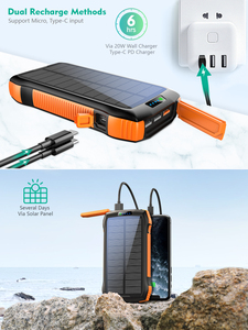 แบตสำรองพลังงานแสงอาทิตย์ 20000mah แบบพกพา พร้อมไฟส่องสว่าง กันน้ำ - Product Image 3