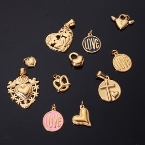 Accesorios de Dijes DIY al Por Mayor Chapados en Oro de 18K para Fabricación de Joyería de Acero Inoxidable sin Deslustre con Corazón, Sol y Palmeras - Product Image 6