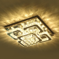 Luz de techo moderna de cristal de acero inoxidable con LED, nueva decoración cuadrada para interiores del hogar para iluminación elegante de Hotel