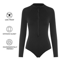 Maillot de bain menstruel une pièce à manches longues avec logo personnalisé, fermeture éclair avant, anti-fuite, pour femme, protection UV, OEM, vente en gros