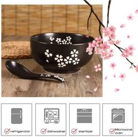 Kinglang — ensemble de bols de Cuisine japonaise avec couvercle en bois, vaisselle en céramique, Sakura, Ramen, bol à nouilles instantanées, salade, soupe et riz