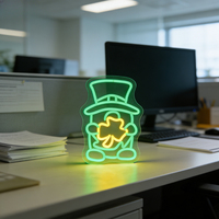 Enseigne néon LED trèfle à quatre feuilles Leprechaun Neonawall, intensité réglable, alimentation USB, décoration murale pour la Saint-Patrick, bar, maison, fête, cadeau