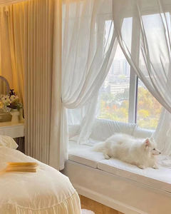 ستائر للمنزل بنمط زهور كريم قماش كتان ستائر منزلية ضمادات تتضمن ملحقات معالجة - Product Image 4