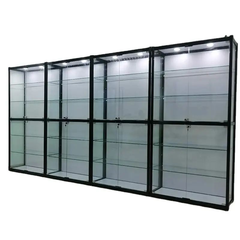 ガラスキャビネット360度フルビジョン小売店ディスプレイガラス内部LEDライトガラスショーケース