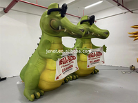 Dragon vert gonflable géant publicitaire personnalisé Jenor, sculpture de dinosaure gonflable de dessin animé avec lunettes