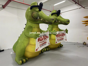 Dragón Verde Inflable Gigante Personalizado de Jenor, Escultura de Dinosaurio Inflable de Dibujos Animados con Gafas - Product Image 4