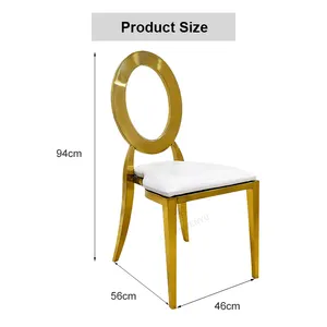 großhandel O runder Rücken Design stapelbar Restaurant Party Bankett Gold Stühle Edelstahl Hochzeit Stuhl für Veranstaltung