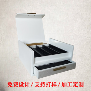 Jewelry <b>Box</b> With <b>Drawer</b> 25x25x15cm Gray Shagreen Top For <b>Storage</b> Organizers - Product Image 5