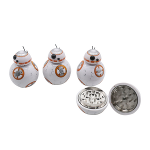 WOWO Tech Venta caliente dibujos animados 3 capas Metal lindo negro Aleación de Zinc tabaco <span class=keywords><strong>Robot</strong></span> <span class=keywords><strong>BB8</strong></span> molinillo de hierbas para fumar Accesorios - Product Image 4