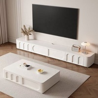Meuble TV sur pied blanc de style italien, meuble de divertissement, table de salon, meuble TV de luxe en bois