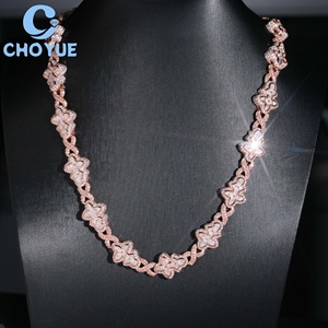 Collar de Cadena Cubana Personalizado Clover de 15 mm, Chapado en Oro Rosa sobre Plata de Ley, con Moissanita, Estilo Hiphop para Hombre, Joyería Iced Out - Product Image 5