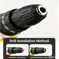 Boîte à outils de réparation domestique tout-en-un, kit perceuse électrique sans fil 21V, 2 batteries, chargeur rapide, embouts de perçage, douilles, pinces, OEM