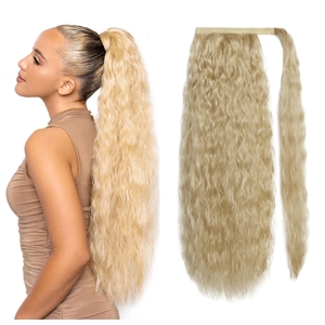 Clip droit dans la queue de cheveux faux postiches pour les femmes noires noir Ombre brun <span class=keywords><strong>couleur</strong></span> coiffure synthétique queue de cheval Extension de cheveux - Product Image 3