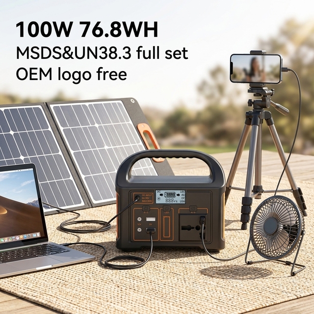 100W 76.8WH Portable Power Station Rechargeable by Solar Charger DC AC USB Lifepo4 Power Station for Camping Home Emergency Use