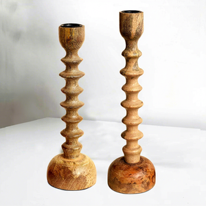 Portavelas de Madera Hecho a Mano, Soporte para Velas de Pilar, Decoración Rústica para el Hogar, Centro de Mesa - Product Image 4