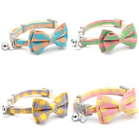 Collier pour chat en gros avec nœud amovible et clochette, accessoires pour animaux de compagnie