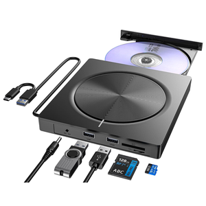 Lector de Tarjetas USB Tipo C Externo 5 en 1 de Doble Cabezal para <span class=keywords><strong>DVD</strong></span> <span class=keywords><strong>RW</strong></span>, Reproductor de CD, Lector de Tarjetas TF SD, Grabador de <span class=keywords><strong>DVD</strong></span>-<span class=keywords><strong>RW</strong></span> para Reproductores y Grabadores de VCD - Product Image 1