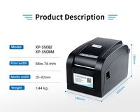 Imprimante d'étiquettes thermiques Xprinter Classic Model 3 pouces XP-350B, imprimante d'étiquettes adhésives à code-barres en stock, USB/LAN/WiFi 203 DPI
