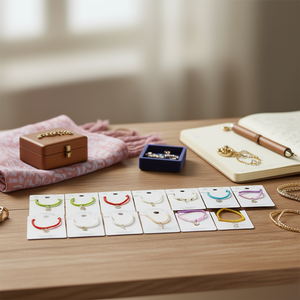 Bracciale in acciaio inossidabile con perline monocolore e cordoncino elastico, fatto a mano - Product Image 3