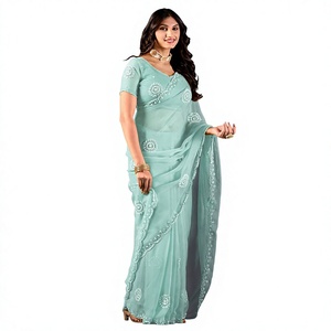 Vexotrend Indian Designer Women's <b>Satin</b> Chiffon <b>Saree</b> Beautiful Patola Design Traditional Style Wedding Diwali Party Wear Quick - Product Image 1