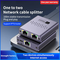 Gigabit Ethernet 1 hingga 2 Splitter 1000Mbps RJ45 Network Switch Extender Aluminium LAN Adapter untuk PC TV Box Router