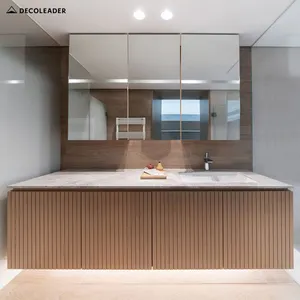 Vanity Kamar Mandi Modern Berkualitas Tinggi Dilengkapi V-groove Pintu Depan Terpasang Di Dinding