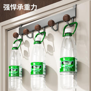 Crochets de porte en métal à forte adhérence avec poignées en bois, crochets de rangement multifonctionnels pour cuisine, installation sans perçage pour manteaux et plus - Product Image 1