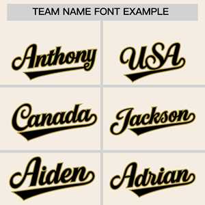 Maillot de softball personnalisé à rayures crème et or vieilli, manches raglan, authentique, à deux boutons - Product Image 4