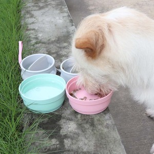Travel <b>Dog</b> Bowls Silicone Collapsible Portable Foldable Pet Food Bowl Food Grade BPA Free with Lid Cute Design OEM - Product Image 2