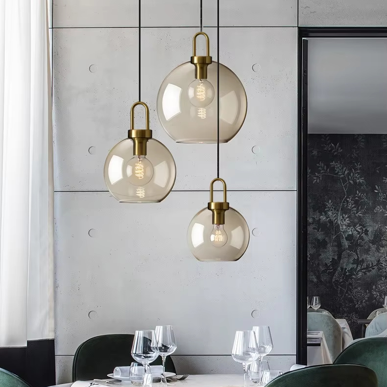 hanging lamp pendant nordic modern style e27 clear glass small brass